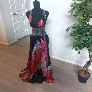 Jovani 100% Silk Floral Gown Size 4